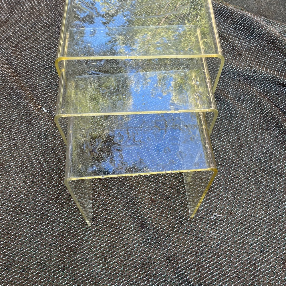 Clear Yellow Acrylic Nesting Coffee Table Books Stand